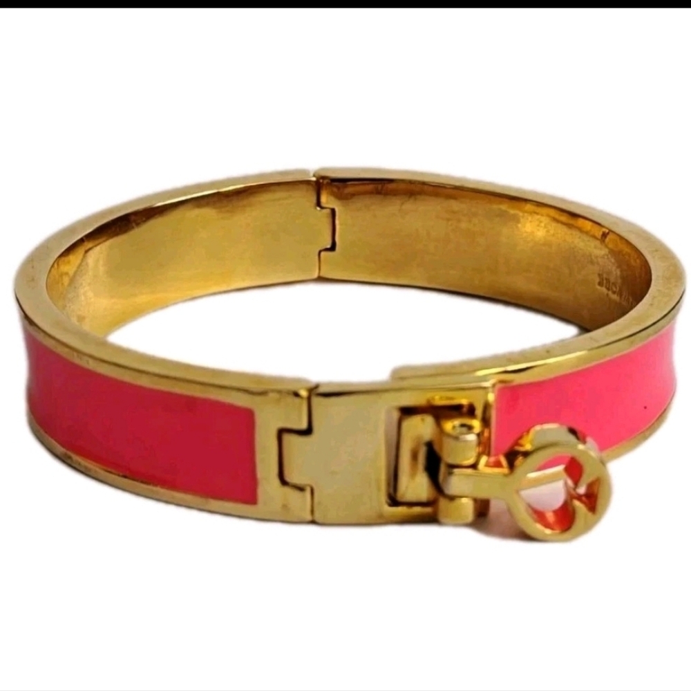 Rare Kate Spade Bow And Spades Hot Pink Hinged Bracelet